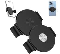 Magnetic Phone Clamp for Car Mount, Metal Phone Clip for All Magnet Car Holder, Secure Fit Smartphone Attach Plate Metal Gadget, for Video Recording Selfie Navigation Live Streaming (Black+Silver)