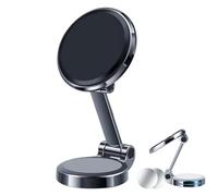 Magnetic Phone Holder, 2025 New Dual-Sided Electronic Vacuum and Magnetic Adsorption, Adjustable and Foldable Multifunctional Cellphone Stand Accessory (Black)