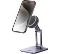 Magnetic Phone Holder Desk Adjustable Magnetic Folding Smartphone Holder With Metal Rings Compatible With Magsafe Iphone 16 Plus Pro Max 15 14 13 Galaxy S24 Ultra S23 (Grey)