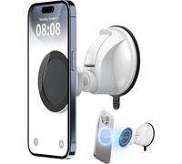 Magnetic Phone Holder With Rotating Suction Cup For Bathroom, Shower, Glass, Tiles, Makeup, Gym, Live Stream, Long Lasting For Iphone And Cellphone, Black