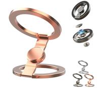 Magnetic Phone Stand with Fidget Spinner - Double-Sided Foldable Ring Holder - 360° Rotation Ultra-Thin Metal Desk Mount & Phone Grip for Gym, Travel (Glod)