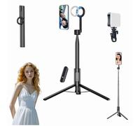 Magnetic Phone Tripod,51/63" Extendable Selfie Stick with Wireless Remote,360° Rotation Phone Stand for Video Recording & Vlogging - Portable Travel Tripod (Black,1.3m)