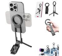 Magnetic Phone Tripod for iPhone, MA38 Portable Phone Holder Mini Tripod for Magsafe, Strong Magnet Quick Mount, Mini Tripods Pocket Cellphone Stand for iPhone Series (BLACK-MA-38)