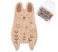Magnetic Pin Cushion - Beech Wood Cat Shape Tool, Compact Cartoon Needle Minder, 100 Colorful Iron Pins, Fun Sewing Organizer | Quilting, Embroidery, Artisanat, Tailoring, Dressmaking, Projects