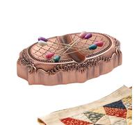 Magnetic Pin Holder, Portable Sewing Organizer, 3.94x2.36x0.79 Inches Zinc Alloy Build with Embossed Design, Strong Magnet, Compact Tray with Practical Style, Craft Accessory for Home Studio Room