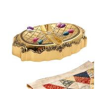 Magnetic Pin Holder, Vintage Sewing Organizer, 3.94x2.36x0.79in Embossed Needle Storage Tray, Strong Magnet Pin Catcher Tool, Durable Craft Room Sewing Accessory, Embroidery DIY Supplies Holder