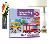 Magnetic Puzzle Set, Cartoon Travel Learning Toy Book, Preschool Educational Activity Kit for Hand Eye Coordination Fine Motor Skills Brain Development Travel Games for Boys Girls