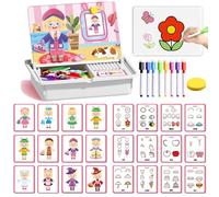 Magnetic Puzzles Face Dress Up Travel Game Double Side Preschool Educational Learning Toy for Kids, 12 Cards, Magnetic Dress Up Puzzle, Creativity and Learning (A)