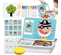 Magnetic Puzzles Face Dress Up Travel Game Double Side Preschool Educational Learning Toy for Kids,Magnetic Dress-Up Puzzles,Create 1000+ Unique Looks (Blue)
