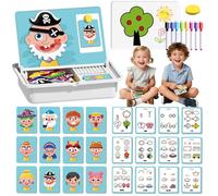 Magnetic Puzzles Face Dress Up Travel Game Double Side Preschool Educational Learning Toy for Kids, Magnetic Dress-Up Puzzles, Create 1000+ Unique Looks, Enhance Creativity and Imagination (A)