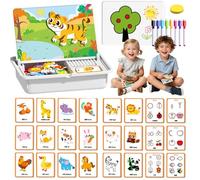 Magnetic Puzzles Face Dress Up Travel Game Double Side Preschool Educational Learning Toy for Kids, Magnetic Dress-Up Puzzles, Create 1000+ Unique Looks, Enhance Creativity and Imagination (F)