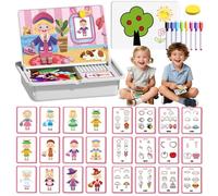 Magnetic Puzzles Face Dress Up Travel Game Double Side Preschool Educational Learning Toy for Kids, Magnetic Dress-Up Puzzles, Create 1000+ Unique Looks, Enhance Creativity and Imagination (B)