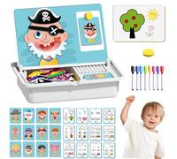 Magnetic Puzzles Face Dress Up Travel Game Double Side Preschool Educational Learning Toy for Kids, Wooden Magnatiles, Magnetic Animals,Magnetic Faces for Kids, Suitable for Ages 3 and Up (F)