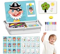 Magnetic Puzzles Face Dress Up Travel Game,Educational Learning Toy,for Preschool Toddler Enhances Creativity and Learning (Blue)