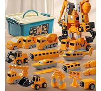 Magnetic Robocar Set,16/26/35pcs Kids Magnetic Engineering Car Assembled Toys,7 in 1 Robot Toys Set with Storage Box & Construction Vehicle for Kids 3+ (35pcs)