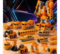 Magnetic RoboCar Set - 35PCS Robocar with Storage Box, Transform Engineering Car Assembled Toys, Creative Play for Kids Ages 3-5 4-8 (Engineering Series 35 Pieces)