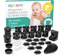 Magnetic Safety Locks For Cupboards [10x] & Oven Lock [1x] For Children [2 Keys] - Baby & Child Security For Kitchen,Cabinets & Drawers - Install In 30 Seconds