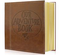 Magnetic Self-Stick Page Photo Album, Our Adventure Book Leather Cover DIY Albums for Wedding Anniversary Holds 3X5, 4X6, 6X8, 8X10 Photos