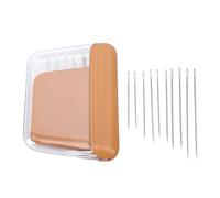 Magnetic Sewing Needle Case Portable Sewing Needle Storage Box with 10 Needles for Outdoor Projects Travel Friendly Design Organized Storage Solution Secure and Accessible ABS (Brown)