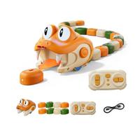Magnetic Snake Game Eating Itself,Remote Control Snake Toy with Light Up Eyes, Interactive Parent-Child Competitive Game Race Car Toy for Kids (Orange)