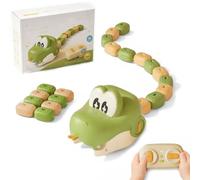 Magnetic Snake Game, Remote Control Eating Snake Toys with Sound and Light, Fun Interactive Racing & Collecting Toy Gift (Green-Single)