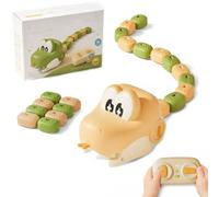 Magnetic Snake Game, Remote Control Eating Snake Toys with Sound and Light, Fun Interactive Racing & Collecting Toy Gift (Yellow-Single)