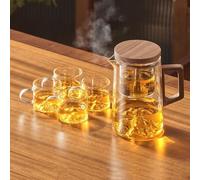 Magnetic Tea Pot with Infuser 25 oz Heat Resistant Borosilicate Glass Teapot,Magnetic Suction Lid for Steeping Loose Leaf Tea,Perfect for Office,Afternoon Tea (transparent model)