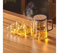 Magnetic Tea Pot with Infusers,Water Separation Glass Teapot with Wooden Handle and Filter,Leakproof Lid High Temperature Resist Teapot,One-Click Tea Drinking Easy Separation,for Home,Office