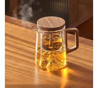 Magnetic Tea Pot with Infusers,Water Separation Glass Teapot with Wooden Handle and Filter,Leakproof Lid High Temperature Resist Teapot,One-Click Tea Drinking Easy Separation,for Home,Office