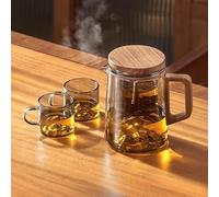 Magnetic Tea Pot with Infusers,Water Separation Glass Teapot with Wooden Handle and Filter,Leakproof Lid High Temperature Resist Teapot,One-Click Tea Drinking Easy Separation,for Home,Office