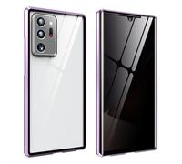 Magnetic Tempered Glass Double-Sided Phone Case for Samsung Note Series, s21-25 Series, Anti-Peeping Magnetic Adsorption Cover, Wireless Charging Compatible (S24Fe,Purple)