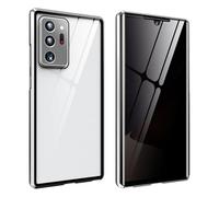 Magnetic Tempered Glass Double-Sided Phone Case for Samsung Note Series, s21-25 Series, Anti-Peeping Magnetic Adsorption Cover, Wireless Charging Compatible (Note20ultra,Silver)