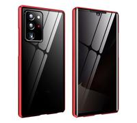 Magnetic Tempered Glass Double-Sided Phone Case for Samsung Note Series, s21-25 Series, Anti-Peeping Magnetic Adsorption Cover, Wireless Charging Compatible (S21Ultra,Red)