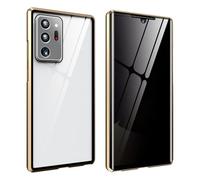 Magnetic Tempered Glass Double-Sided Phone Case for Samsung Note Series, s21-25 Series, Anti-Peeping Magnetic Adsorption Cover, Wireless Charging Compatible (S23Fe,Gold)