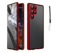 Magnetic Tempered Glass Double-Sided Phone Case for Samsung S25/24/23/22/21, Privacy Magnetic Case Note Series, All-Round Protection Anti-Drop (S24,Red)