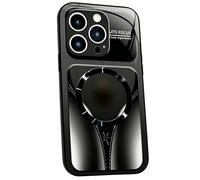 Magnetic Tempered Glass Phone Case, Compatible with Magsafe, Watercolor Design, Silicone Frame, Shockproof Protection, for iPhone 17/16/15/14/13/12 Series (12Promax,Black)