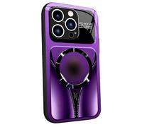 Magnetic Tempered Glass Phone Case, Compatible with Magsafe, Watercolor Design, Silicone Frame, Shockproof Protection, for iPhone 17/16/15/14/13/12 Series (14,Purple)