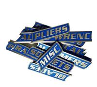 Magnetic Tool Box Labels, 12 Pack of Magnetic Toolbox Labels 3D Printed, Reusable Tags for Steel Toolboxes, Carts, Drawers, and Cabinets