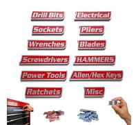 Magnetic Tool Box Labels, 12 Pack of Reusable Magnetic Toolbox Labels, Durable 3d-Printed Tags for Quick Identification of Steel Tool Chests (Red)