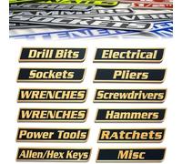 Magnetic Tool Box Labels, 3D-Printed Tool Box Labels, Reusable Magnet Tags for Box Drawers Multipurpose boxs Tags for Steel Toolboxes Carts Drawers and Cabinets (Black,12pcs)