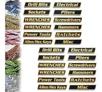 Magnetic Tool Box Labels, 3D-Printed Tool Box Labels, Reusable Magnet Tags for Box Drawers Multipurpose boxs Tags for Steel Toolboxes Carts Drawers and Cabinets (Black,24pcs)