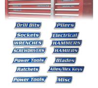 Magnetic Toolbox Labels, 12 Pack of Magnetic Tool Box Labels for Tools Organization, 3D-Printed General Tool Box Organize Accessories, for Steel Toolboxes, Carts, Drawers, Cabinets (Blue)