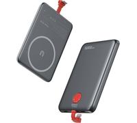 Magnetic Ultra Thin External Battery, 5000mah Universal Power Bank Ultra Slim With Built-In Cables, Usb C 20w Fast Charging, Portable External Charger For Iphone 16 15 14 13 12 Pro , Samsung