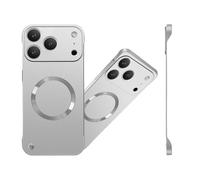 Magnetic Ultra Thin Frameless Matte Slim Case for iPhone 17 16 15 14 13 12 Series, Compatible with Magsafe, Full Camera Protection Phone Case for Women Men (Silver,for iPhone 17 Pro Max)