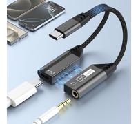 Magnetic USB C to 3.5mm Jack Adapter PD 60W Charge 2 in 1 Hi-Res USBC Aux Adapter Headphone Cable USB-C Jack Type C Earphone Aux Plug Compatible with iPhone 16 15 iPad S24 S23