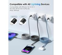 Magnetic Usb C Vers Lightning Cable Coil, 1.5M Mfi Certifié Usb - C Vers Lightning Câble Tressé, I -Phone Câble De Charge Rapide Pour I -Phone 14 13 12 11 Pro Max Xr Xs X 8 Plus Se Noir