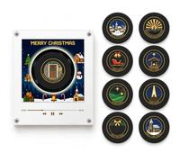Magnetic Vinyl Player for Fridge, Christmas Music Box with 9 NFC Discs (#1) | Mini record player magnet for refrigerator decor with 9 vinyl-style NFC discs for interactive Christmas music and gifting.