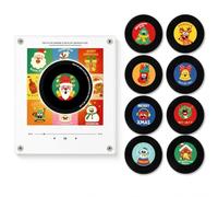 Magnetic Vinyl Player for Fridge, Christmas Music Box with 9 NFC Discs (#2) | Mini record player magnet for refrigerator decor with 9 vinyl-style NFC discs for interactive Christmas music and gifting.