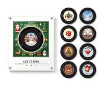 Magnetic Vinyl Player for Fridge, Christmas Music Box with 9 NFC Discs (#3) | Mini record player magnet for refrigerator decor with 9 vinyl-style NFC discs for interactive Christmas music and gifting.
