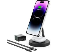 Magnetic Wireless Charger 2 In 1 Wireless Charging Stand Compatible With Iphone 16/16 Pro/16 Pro Max/15/14/13/12, Airpods 2/3/4/Pro